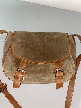 Zara Basics Classic Brown Suede Crossbody Shoulder Bag